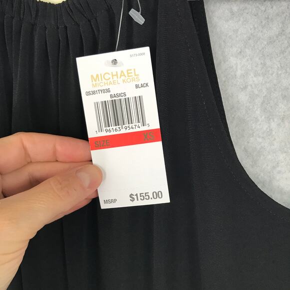 Michael Kors Jumpsuit Womens XS Black Gold Chain Crop Flowy Career Church $155 - Picture 8 of 16